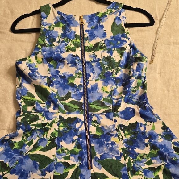 Milly Blue and Green Floral Midi Dress - Picture 15 of 16
